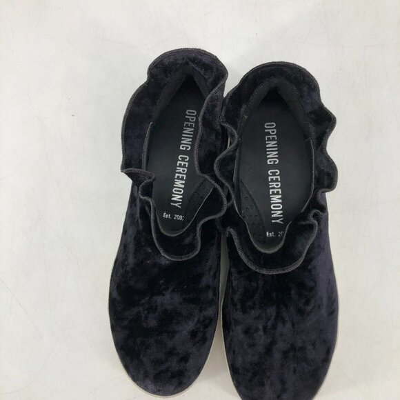 Opening Ceremony black velvet  Didi ruffle platform sneakers size 7 - Picture 3 of 16